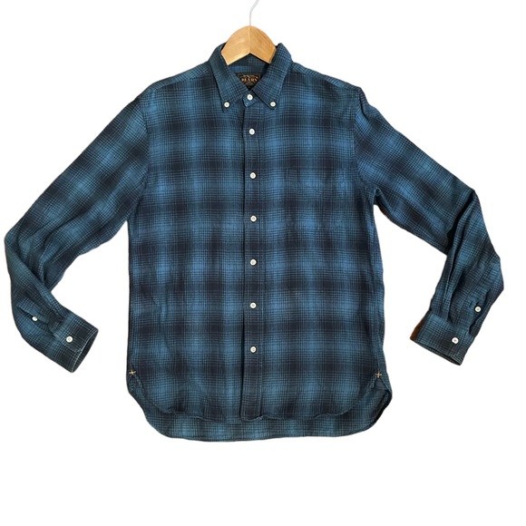Beams Plus Mens Plaid Flannel Shirt Small from Japan Blue & Black - Picture 1 of 8